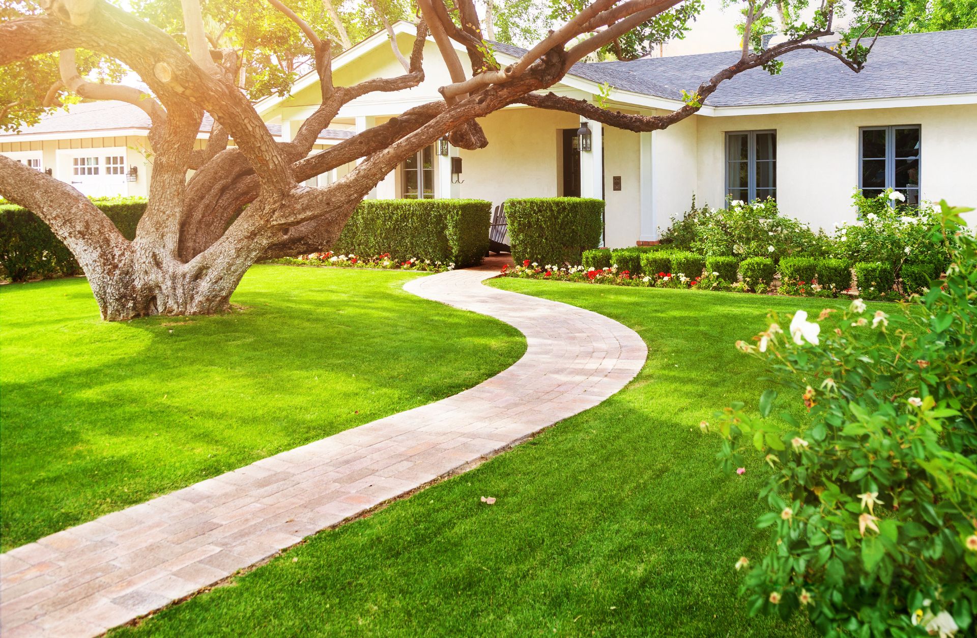 well-maintained front yard artificial grass in Richmond Hill